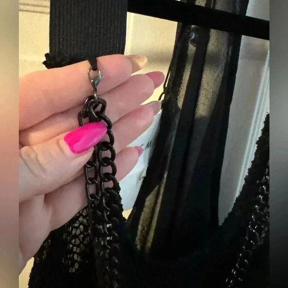 S.M.N Chain Swim Coverup Dress Black OneSize NWT Edgy Fun Chain Necklace Detail - Picture 9 of 16